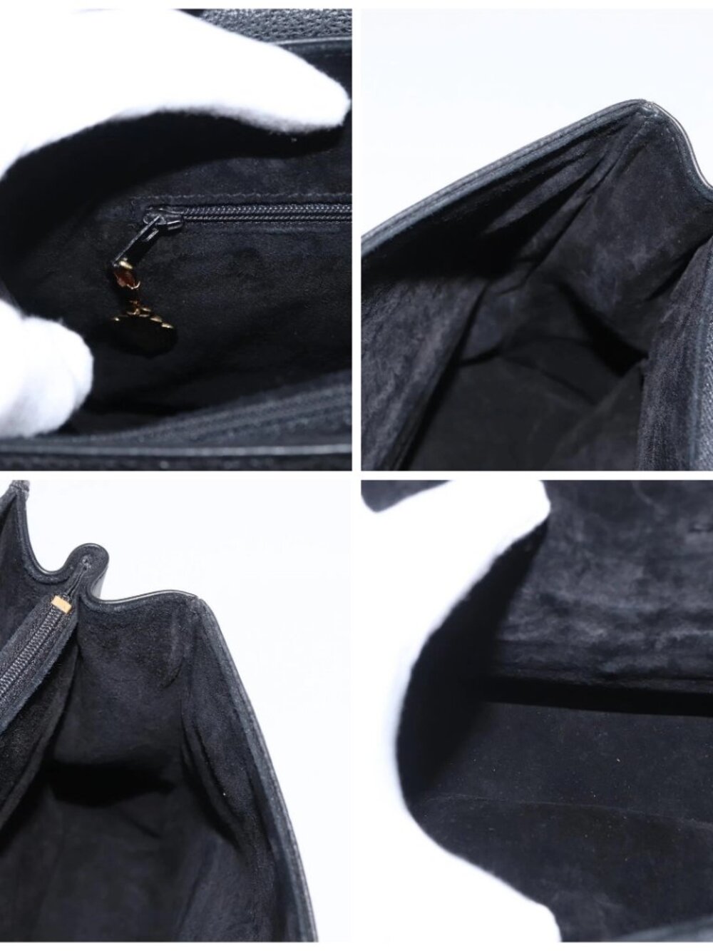 GUCCI Hand Bag Leather Gold Black Auth - Picture 16 of 16